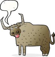 cartoon hairy cow with speech bubble vector