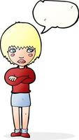 cartoon annoyed woman with speech bubble vector