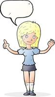 cartoon woman explaining idea with speech bubble vector