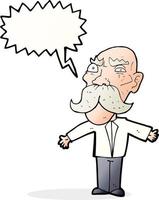 cartoon angry old man with speech bubble vector