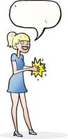 cartoon woman clapping hands with speech bubble vector