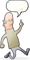 cartoon bald man with idea with speech bubble vector
