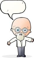 cartoon genius scientist with speech bubble vector