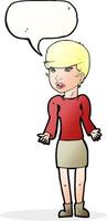 cartoon confused woman with speech bubble vector