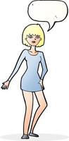 cartoon woman in dress with speech bubble vector