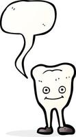 cartoon happy tooth with speech bubble vector