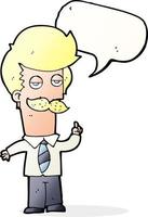 cartoon mna with mustache explaining with speech bubble vector
