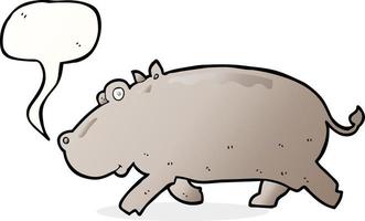 hipopótamo de dibujos animados con burbujas de discurso vector