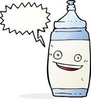 botella de agua de dibujos animados con burbujas de discurso vector
