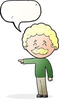 cartoon man with mustache pointing with speech bubble vector