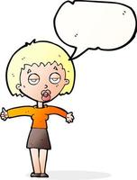 cartoon bored woman with speech bubble vector