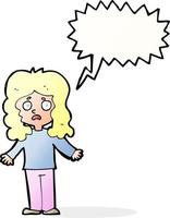 cartoon worried woman with speech bubble vector