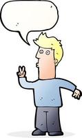 cartoon man signalling with hand with speech bubble vector