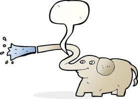 cartoon elephant squirting water with speech bubble vector