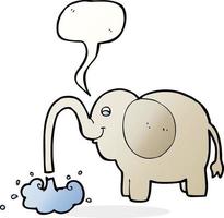 caricatura, elefante, chorros, agua, con, burbuja del discurso vector