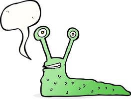 cartoon slug with speech bubble vector