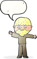 cartoon happy man with beard with speech bubble vector