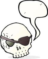 cartoon skull with eye patch with speech bubble vector