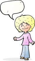 cartoon happy woman with speech bubble vector