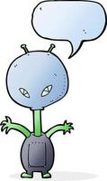 extraterrestre de dibujos animados con burbujas de discurso vector