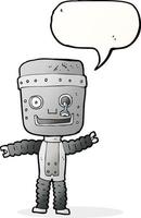 robot divertido de dibujos animados con burbujas de discurso vector
