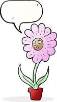 cartoon flower with speech bubble vector