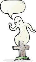 cartoon ghost rising from grave with speech bubble vector