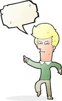 cartoon man pointing with speech bubble vector