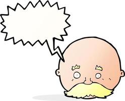 cartoon bald man with mustache with speech bubble vector