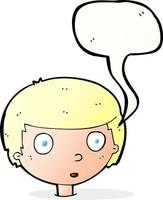 cartoon curious boy with speech bubble vector