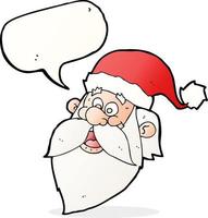 cartoon jolly santa claus face with speech bubble vector
