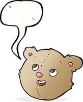 cabeza de oso de peluche de dibujos animados con burbujas de discurso vector