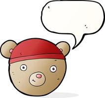 cartoon teddy bear head with speech bubble vector