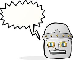 cabeza de robot de dibujos animados con burbujas de discurso vector
