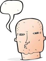 cartoon bald tough guy with speech bubble vector