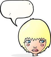 cartoon unhappy girl with speech bubble vector