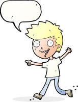 cartoon crazy excited boy with speech bubble vector