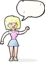 cartoon girl waving with speech bubble vector