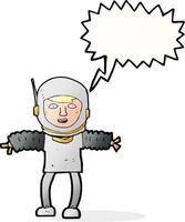 astronauta de dibujos animados con burbujas de discurso vector