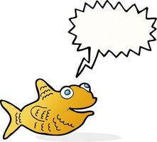 cartoon happy fish with speech bubble vector