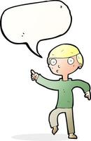 cartoon boy pointing with speech bubble vector