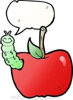 cartoon apple with bug with speech bubble vector