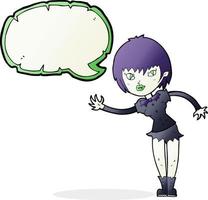 cartoon vampire girl welcoming with speech bubble vector