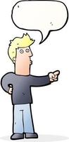 cartoon curious man pointing with speech bubble vector