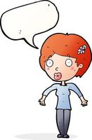 cartoon shocked woman with speech bubble vector