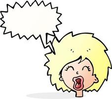 cartoon woman screaming with speech bubble vector