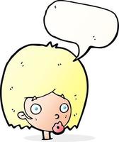 cartoon surprised female face with speech bubble vector