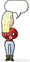 cartoon woman ignoring with speech bubble vector