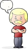 cartoon manly mustache man with speech bubble vector