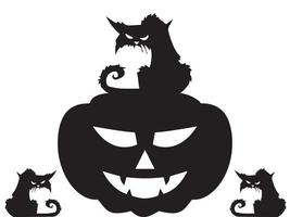 Happy halloween vector silhouette illustration set isolated on a white background.